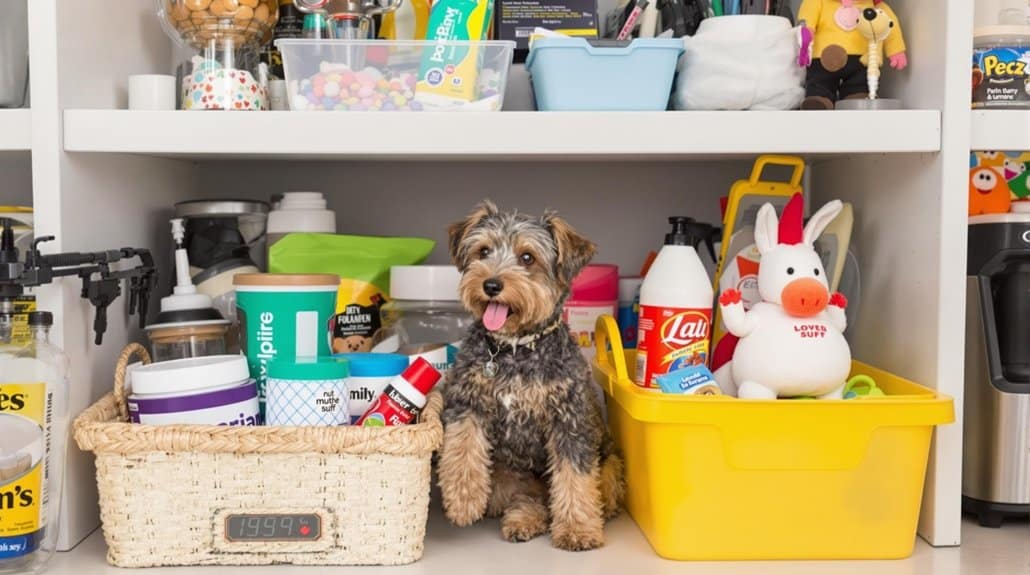 organized pet supply storage