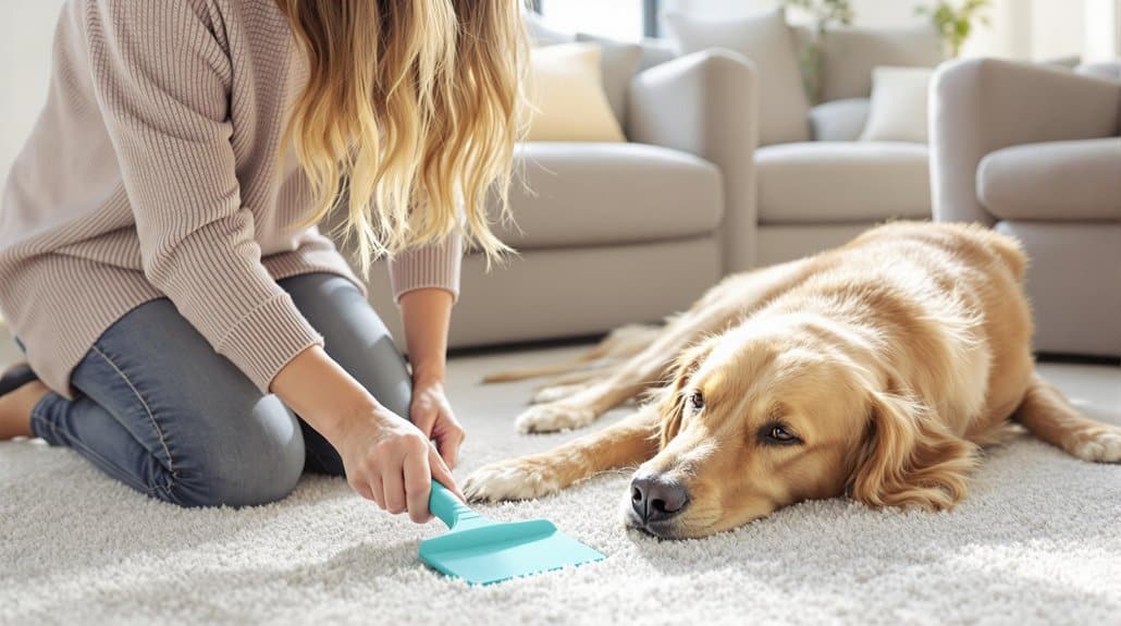 rubber spatula removes pet hair